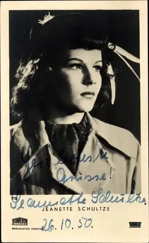 Ak Schauspielerin Jeanette Schultze, Portrait, Autogramm