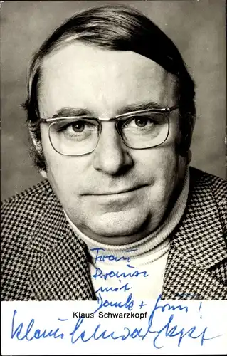 Ak Schauspieler Klaus Schwarzkopf, Portrait, Autogramm