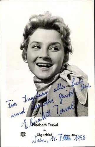 Ak Schauspielerin Elisabeth Terval, Portrait, Autogramm, Jägerblut