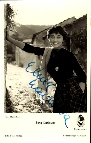 Ak Schauspielerin Elma Karlowa, Portrait, Autogramm