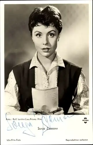 Ak Schauspielerin Sonja Ziemann, Portrait, Autogramm