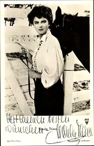 Ak Schauspielerin Ursula Thiess, Portrait, UFA Film, Autogramm
