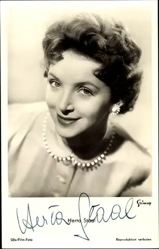 Ak Schauspielerin Herta Staal, Portrait, Autogramm
