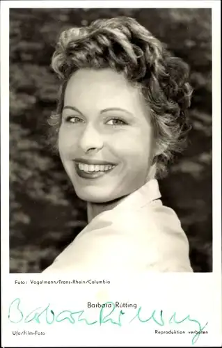 Ak Schauspielerin Barbara Rütting, Portrait, Autogramm