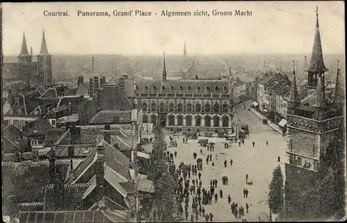 Ak Kortrijk Courtrai Westflandern, Panorama Grand Place
