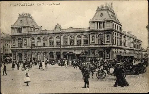Ak Bruxelles Brüssel, La Gare du Nord, Kutsche