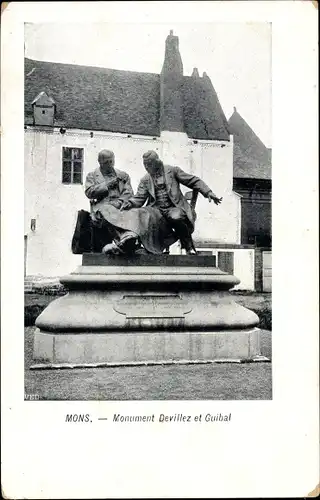 Ak Mons Wallonien Hennegau, Monument Devillez et Guibal