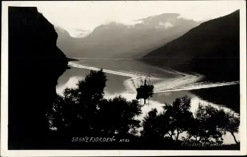 Foto Ak Sognefjord Norwegen, Panorama, Dampfer