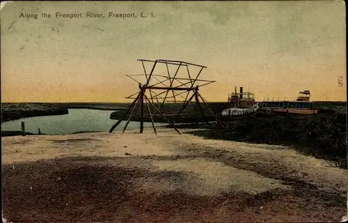Ak Freeport Long Island New York USA, Along the Freeport River