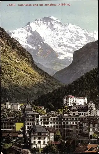 Ak Interlaken Kanton Bern Schweiz, Panorama mit Jungfrau