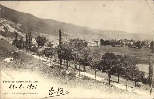 Ak Fleurier Val de Travers Kanton Neuenburg, Route de Buttes