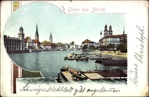 Ak Zürich Stadt Schweiz, Hafenpartie, Boot