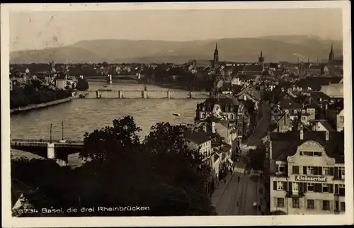 Ak Basel Bâle Stadt Schweiz, Drei Rheinbrücken