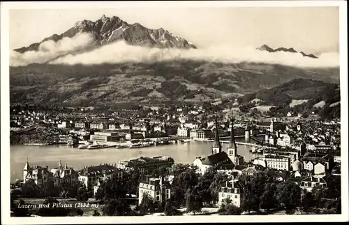 Ak Luzern Stadt Schweiz, Panorama mit Pilatus