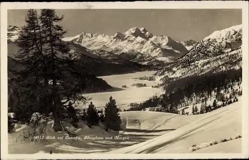 Ak Kanton Graubünden, Blick auf Campfer, Silvaplana und Margna