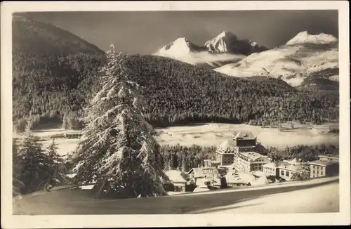 Ak Pontresina Kanton Graubünden Schweiz, Ortsansicht gegen Piz