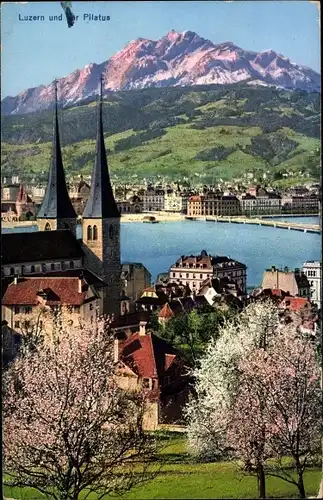 Ak Luzern Stadt Schweiz, Ort mit Pilatus