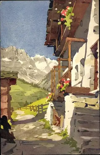 Künstler Ak Bonelli, S., Aosta Aostatal, La grande muraille vue de Valtournache