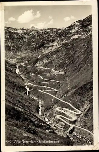 Ak Airolo Kanton Tessin Schweiz, Valle Tremola, Gotthardstraße