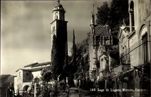 Ak Morcote Kanton Tessin, Stadtansicht, Turm