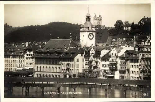 Ak Luzern Stadt Schweiz, Kappelbrücke