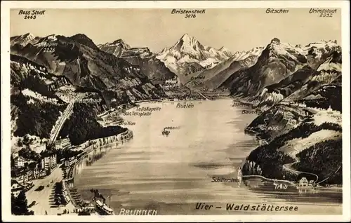 Ak Vierwaldstättersee Kanton Uri, Brunnen, Bristenstock, Urirotstock