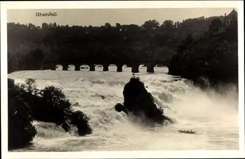 Ak Rheinfall Kanton Schaffhausen, Wasseransicht, Brandung, Brücke