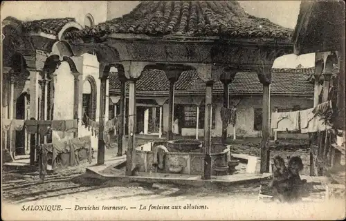 Ak Saloniki Thessaloniki Griechenland, Derviches tourneurs, la fontaines aux ablutions