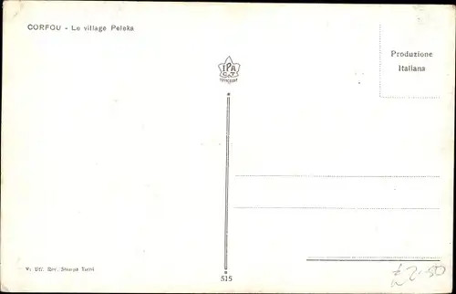 Ak Peleka Korfu Griechenland, vue partielle du village, coche