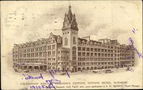 Ak Glasgow Schottland, Caledonian Railway Company's Central Station Hotel