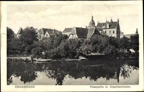 Ak Osnabrück in Niedersachsen, Hasepartie mit Ursulinenkloster