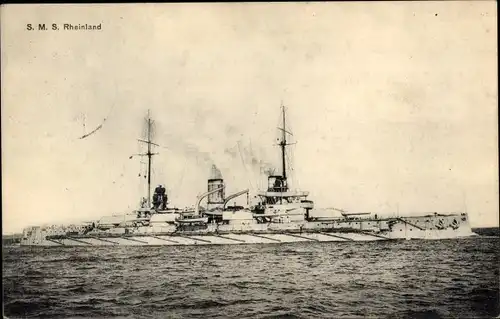 Ak Deutsches Kriegsschiff, SMS Rheinland, Großlinienschiff, Kaiserliche Marine