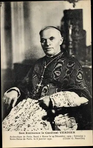 Ak Son Eminence le Cardinal Verdier, Archeveque de Paris