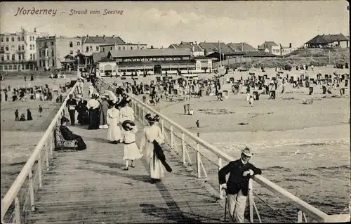 Ak Nordseebad Norderney, Strand vom Seesteg