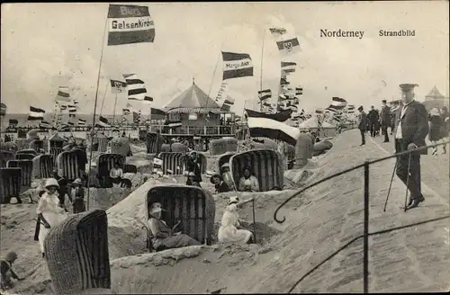 Ak Norderney in Ostfriesland, Strandbild, Strandkörbe