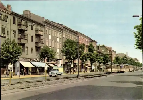 Ak Berlin Weißensee, Klement Gottwald Allee, Straßenbahnen, LKW