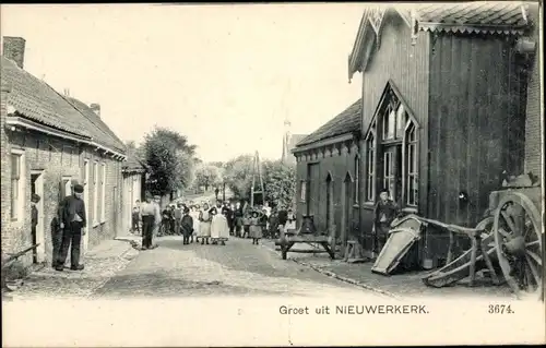 Ak Nieuwerkerk Schouwen-Duiveland Zeeland Niederlande, Dorpsstraat, Anwohner