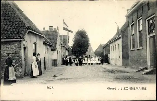 Ak Zonnemaire Zeeland, Straßenpartie, Anwohner