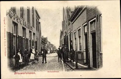 Ak Brouwershaven Zeeland, Molenstraat, Anwohner