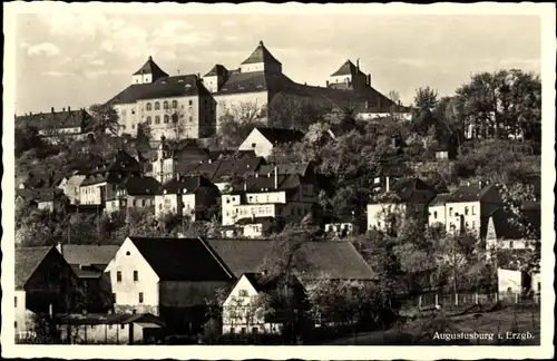 Ak Augustusburg Erzgebirge, Schloss, Ortspartie