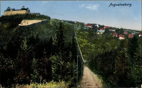 Ak Augustusburg im Erzgebirge, Panorama, Schloss