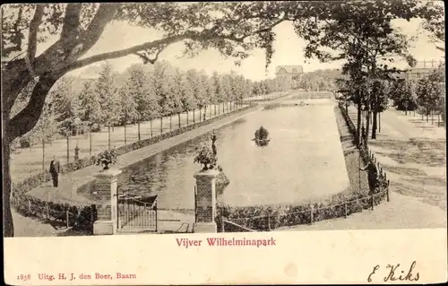 Ak Baarn Utrecht Niederlande, Vijver Wilhelminapark