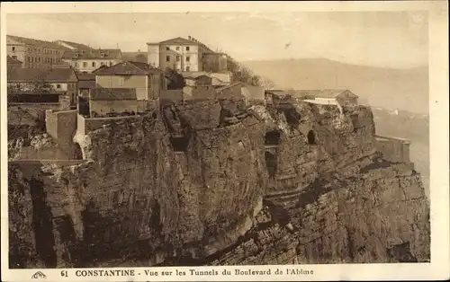 Ak Constantine Algerien, Vue sur les Tunnels du Boulevard de l'Abime