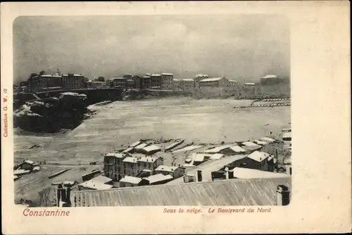 Ak Constantine Algerien, Sous la neige, Le Boulevard du Nord