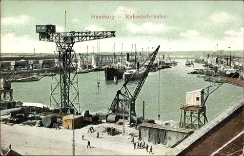 Ak Hamburg, Kuhwärderhafen, Kran