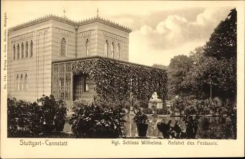 Ak Bad Cannstatt Stuttgart in Württemberg, Kgl. Schloss Wilhelma, Anfahrt des Festsaals