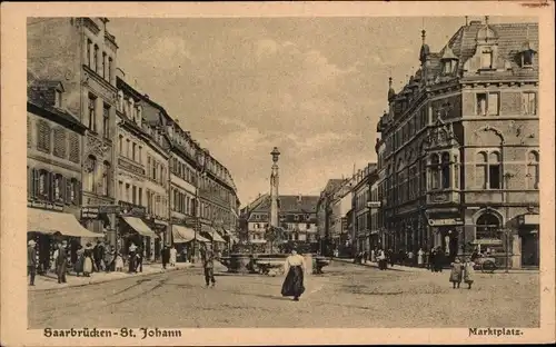 Ak St. Johann Saarbrücken im Saarland, Marktplatz