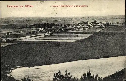 Ak Zifflich Zyfflich Kranenburg am Niederrhein, Gesamtansicht vom Teufelsberg aus