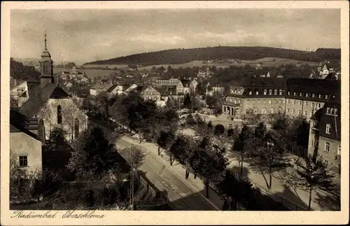 Ak Oberschlema Bad Schlema im Erzgebirge, Teilansicht, Kirche