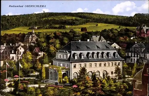 Ak Oberschlema Bad Schlema im Erzgebirge, Teilansicht mit Kurhaus